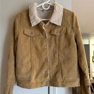 Women's FAVLUX Tan Corduroy Teddy Jacket lined with Sherpa
